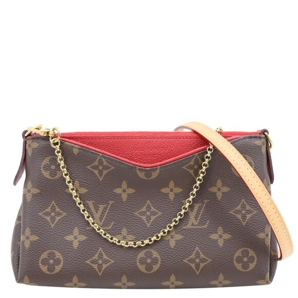 Louis Vuitton  Pallas Monogram Canvas Clutch Crossbody Bag Red - Picture 1 of 12